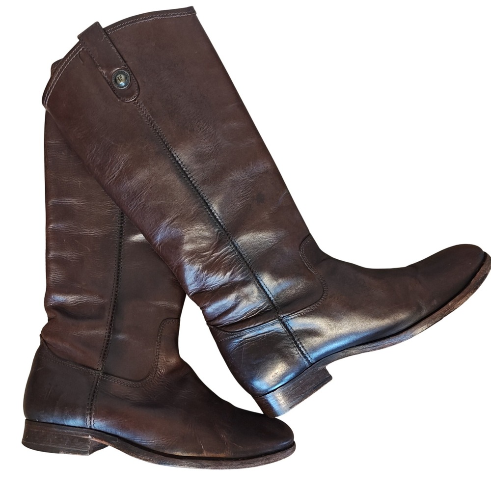 Frye Melissa Button Riding Boots Women Size 7 Dark Brown Leather Equestrian Tall
